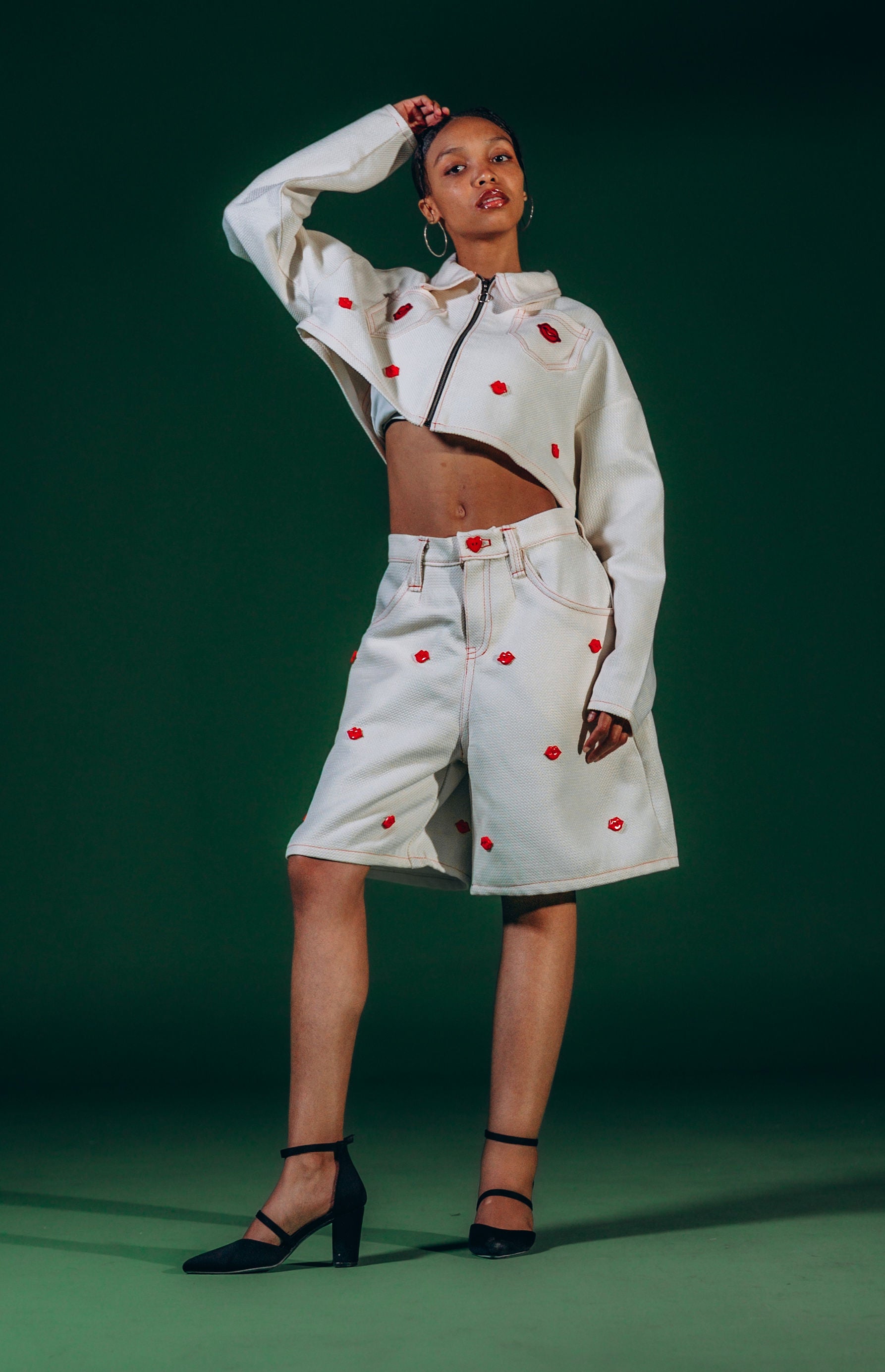 Ladies kisses jacket and shorts