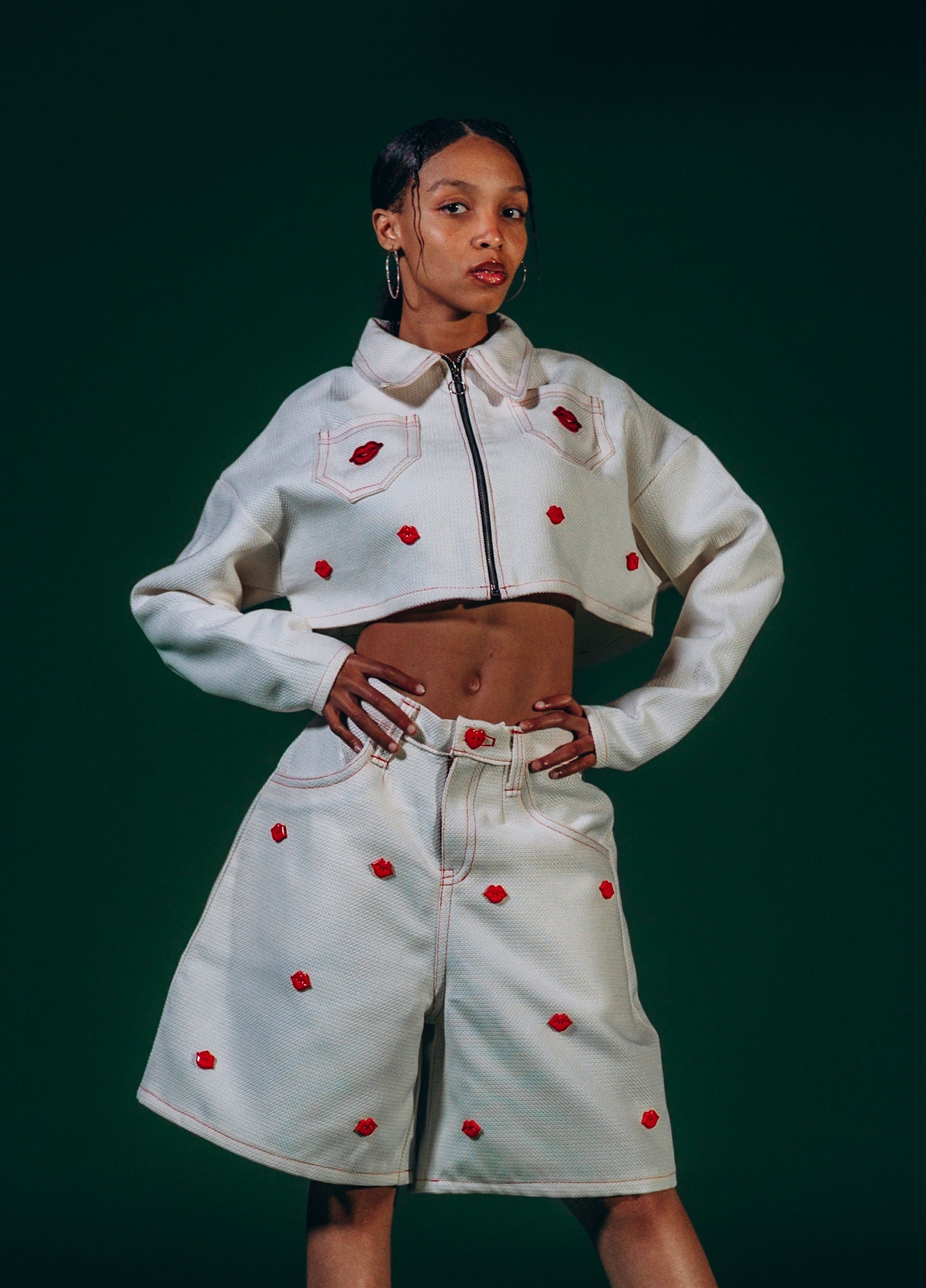 Ladies kisses jacket and shorts
