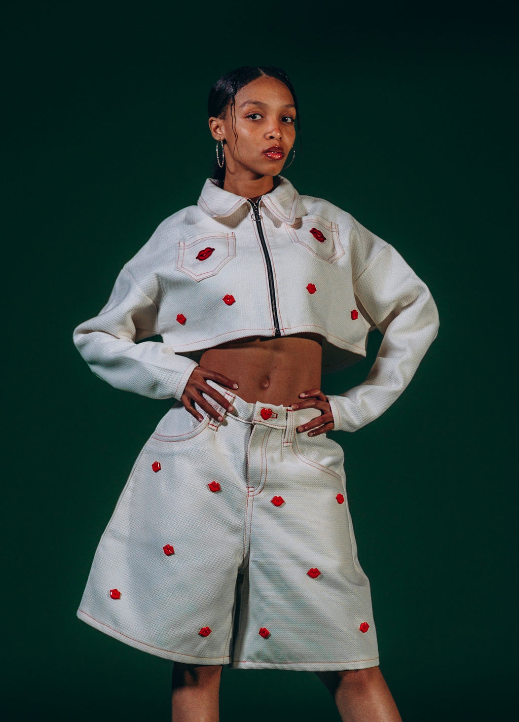 Ladies kisses jacket and shorts